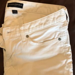 White Jean crops with cuff roll